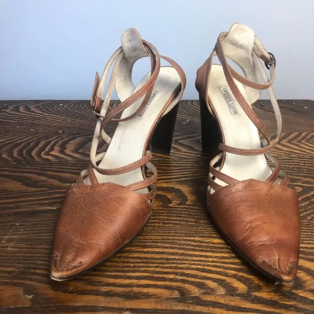 Caterina Lucchi Italian Leather Strappy Heels - Picture 2 of 8